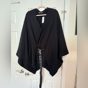 New York & Co Black Wrap Poncho Faux Leather Belt L/XL